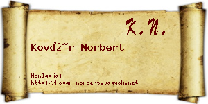Kovár Norbert névjegykártya